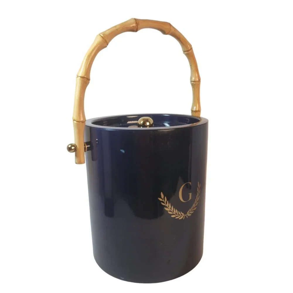 Mark and Graham Bamboo Enamel Ice Bucket Vinyl Monogram 